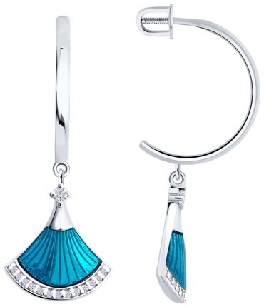 Серьги Diamant 94-122-02298-2 вес 4.225 г серебро, фианит купить,26554