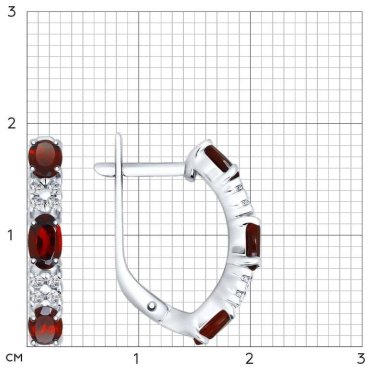 Серьги SOKOLOV 92021431 вес 2.75 г серебро, фианит, гранат купить,23083