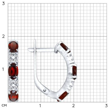 Серьги SOKOLOV 92021431 вес 2.75 г серебро, фианит, гранат купить,23083