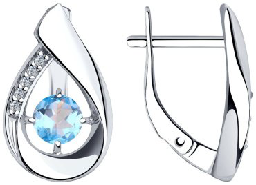 Серьги Diamant 94-320-00695-1 вес 3.28 г серебро, топаз, фианит купить,25650