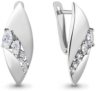 Серьги AQUAMARINE 45849А вес 2.5 г серебро, фианит купить,24793