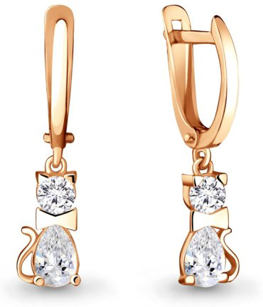 Серьги AQUAMARINE 43087А вес 2.28 г серебро, фианит купить,20084