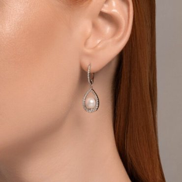 Серьги SOKOLOV 94026607 вес 5.14 г серебро, жемчуг, фианит купить,NaN