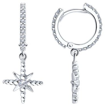 Серьги SOKOLOV 94025821 вес 2.82 г серебро, фианит купить,17550