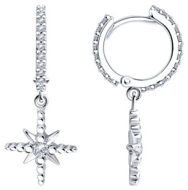 Серьги SOKOLOV 94025821 вес 2.82 г серебро, фианит купить,17550