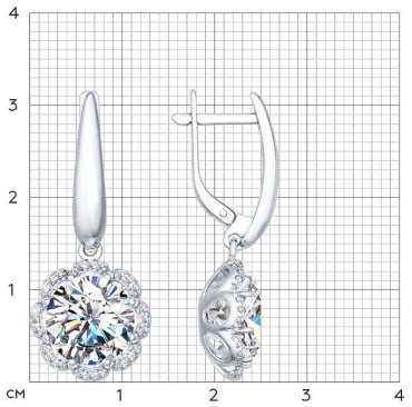 Серьги SOKOLOV 92021353 вес 5.44 г серебро, фианит, горный хрусталь купить,36869