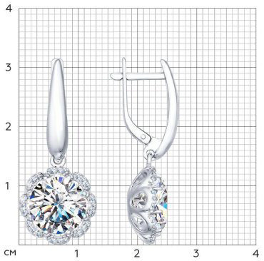 Серьги SOKOLOV 92021353 вес 5.44 г серебро, фианит, горный хрусталь купить,36869