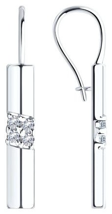 Серьги Diamant 94-120-00889-1 вес 2.74 г серебро, фианит купить,24563