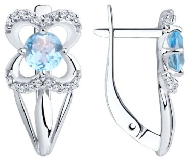 Серьги Diamant 94-320-00381-1 вес 2.9 г серебро, фианит купить,16278