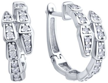 Серьги Diamant 94-120-02299-1 вес 6.08 г серебро, фианит купить,NaN