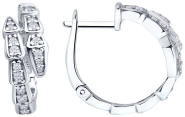 Серьги Diamant 94-120-02299-1 вес 6.08 г серебро, фианит купить,NaN