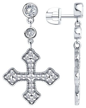 Серьги SOKOLOV 94026998 вес 4.35 г серебро, фианит купить,13854