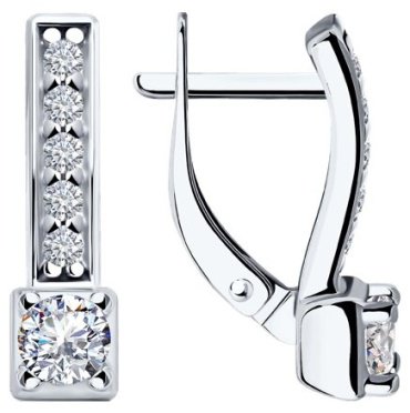 Серьги Diamant 94-120-01553-1 вес 3.2 г серебро, фианит купить,21422