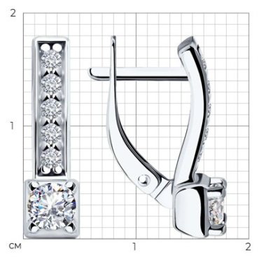 Серьги Diamant 94-120-01553-1 вес 3.2 г серебро, фианит купить,21422