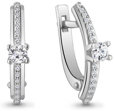 Серьги AQUAMARINE 435501А вес 2.22 г серебро, фианит купить,20638