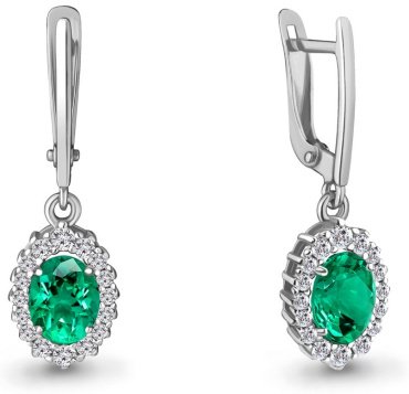 Серьги AQUAMARINE 49304АГ вес 2.86 г серебро, фианит купить,24000