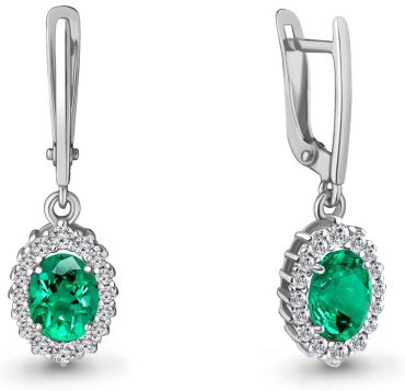 Серьги AQUAMARINE 49304АГ вес 2.86 г серебро, фианит купить,24000