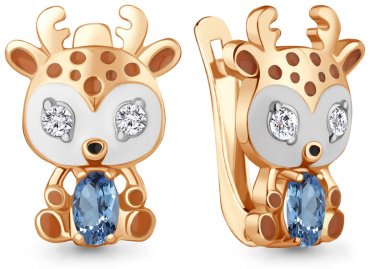 Серьги AQUAMARINE 4329605 вес 3 г серебро, топаз, фианит, эмаль купить,46991