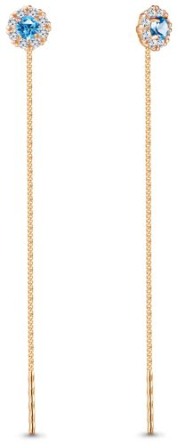Серьги-цепочки AQUAMARINE 41024Б.6 вес 2.06 г серебро, стекло, фианит купить,19253
