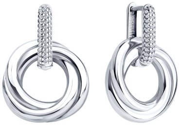 Серьги Diamant 94-121-02265-1 вес 8.6 г серебро, фианит купить,46747