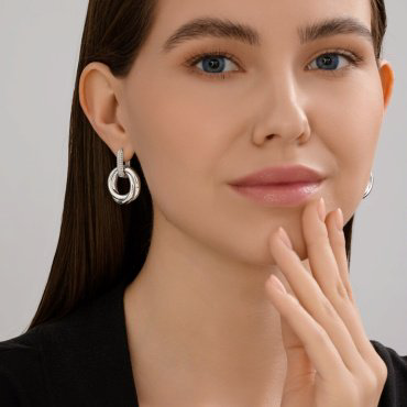 Серьги Diamant 94-121-02265-1 вес 8.6 г серебро, фианит купить,46747
