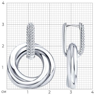Серьги Diamant 94-121-02265-1 вес 8.6 г серебро, фианит купить,46747
