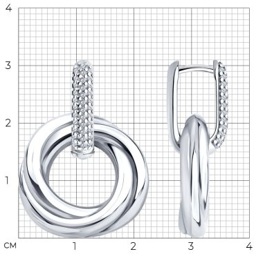 Серьги Diamant 94-121-02265-1 вес 8.6 г серебро, фианит купить,46747