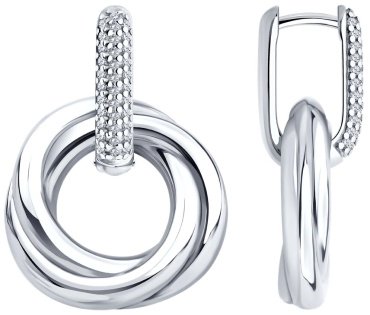 Серьги Diamant 94-121-02265-1 вес 8.6 г серебро, фианит купить,46747