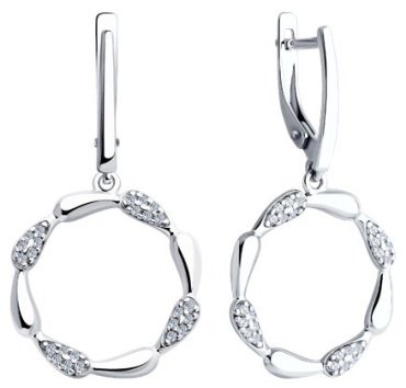 Серьги Diamant 94-121-02004-1 вес 4.37 г серебро, фианит купить,25437