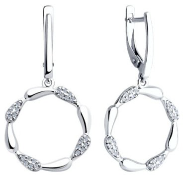 Серьги Diamant 94-121-02004-1 вес 4.37 г серебро, фианит купить,25437