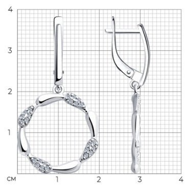 Серьги Diamant 94-121-02004-1 вес 4.37 г серебро, фианит купить,25437