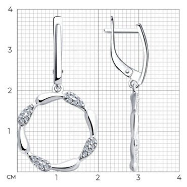 Серьги Diamant 94-121-02004-1 вес 4.37 г серебро, фианит купить,25437