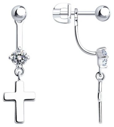 Серьги SOKOLOV 94025332 вес 2.71 г серебро, фианит купить,10839