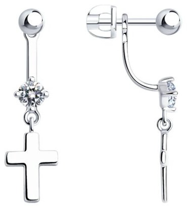 Серьги SOKOLOV 94025332 вес 2.71 г серебро, фианит купить,10839