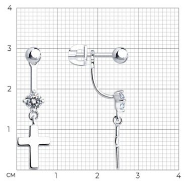 Серьги SOKOLOV 94025332 вес 2.71 г серебро, фианит купить,10839