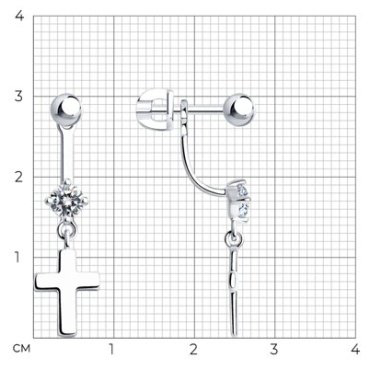 Серьги SOKOLOV 94025332 вес 2.71 г серебро, фианит купить,10839