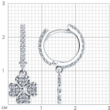 Серьги SOKOLOV 94026603 вес 2.79 г серебро, фианит купить,23389