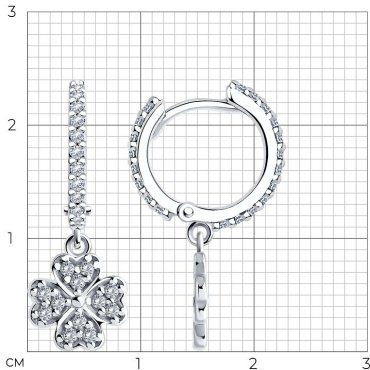 Серьги SOKOLOV 94026603 вес 2.79 г серебро, фианит купить,23389