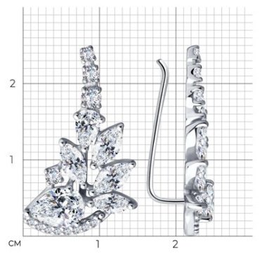 Серьги Diamant 94-120-00471-1 вес 3.88 г серебро, фианит купить,17314