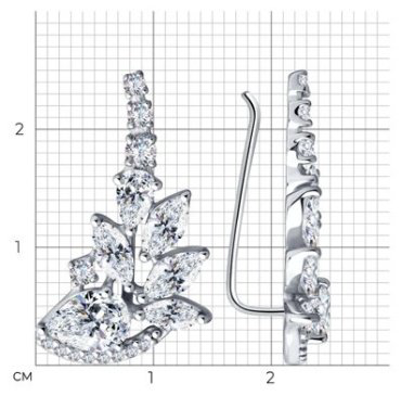 Серьги Diamant 94-120-00471-1 вес 3.88 г серебро, фианит купить,17314