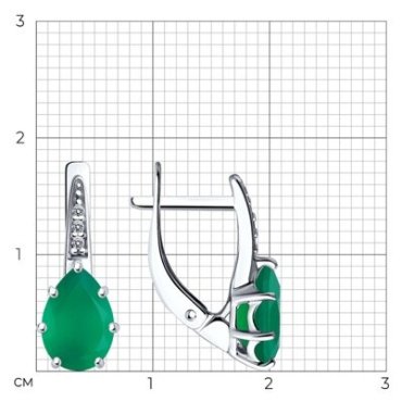 Серьги Diamant 94-320-02059-4_s вес 2.22 г серебро, агат, фианит купить,NaN