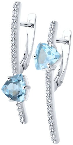 Серьги SOKOLOV 92022198 вес 3.58 г серебро, топаз, фианит купить,30700