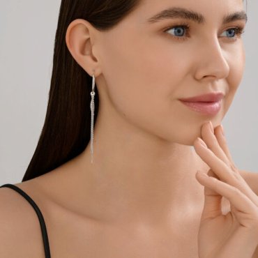 Серьги Diamant 94-124-02190-1 вес 5.84 г серебро, фианит купить,41354