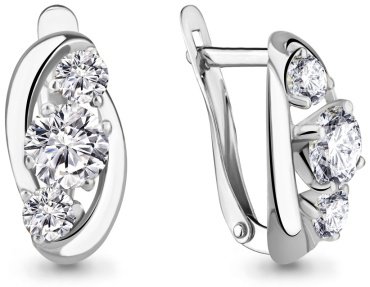 Серьги AQUAMARINE 436531_a вес 2.58 г серебро, фианит купить,24932