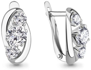 Серьги AQUAMARINE 436531_a вес 2.58 г серебро, фианит купить,24932