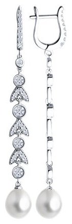 Серьги SOKOLOV 92023012 вес 7.45 г серебро, жемчуг, фианит купить,NaN