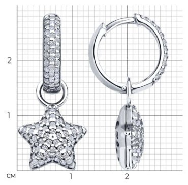 Серьги SOKOLOV 94026850 вес 5.37 г серебро, фианит купить,26556