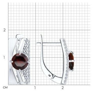 Серьги Diamant 94-320-00788-2 вес 3.27 г серебро, фианит, гранат купить,27702