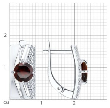 Серьги Diamant 94-320-00788-2 вес 3.27 г серебро, фианит, гранат купить,27702