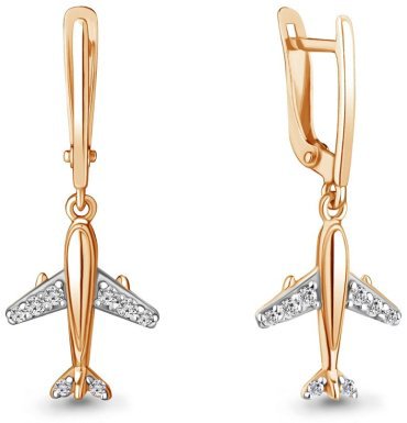 Серьги AQUAMARINE 49353А.6 вес 2.6 г серебро, фианит купить,24793